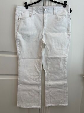 Wit & Wisdom Ab Solution Frayed High Waist Ankle Flare Jeans Size 16 Optic White